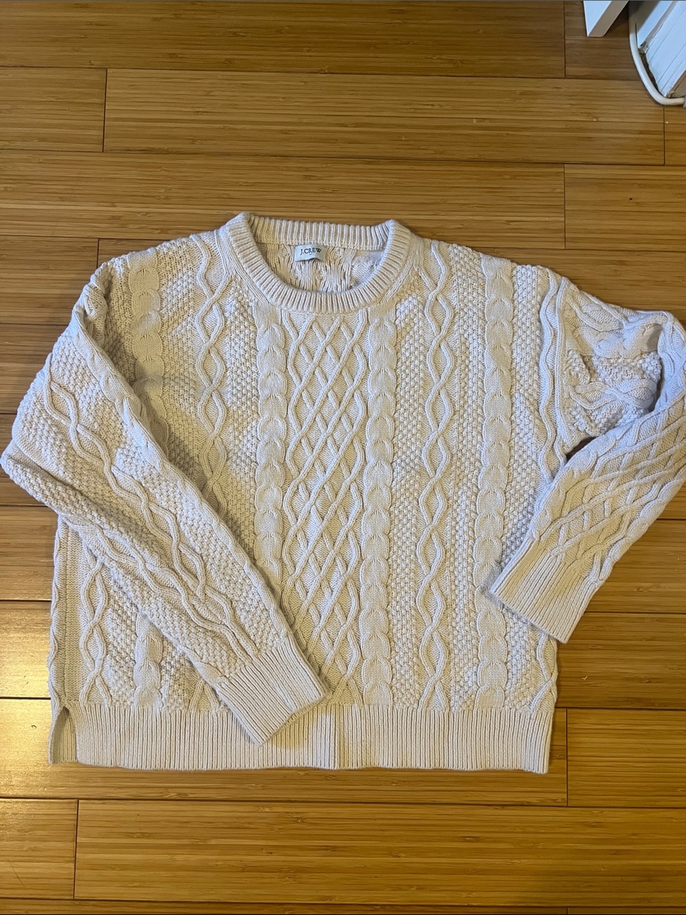 J. Crew Factory Cream Cable-Knit Crewneck Sweater